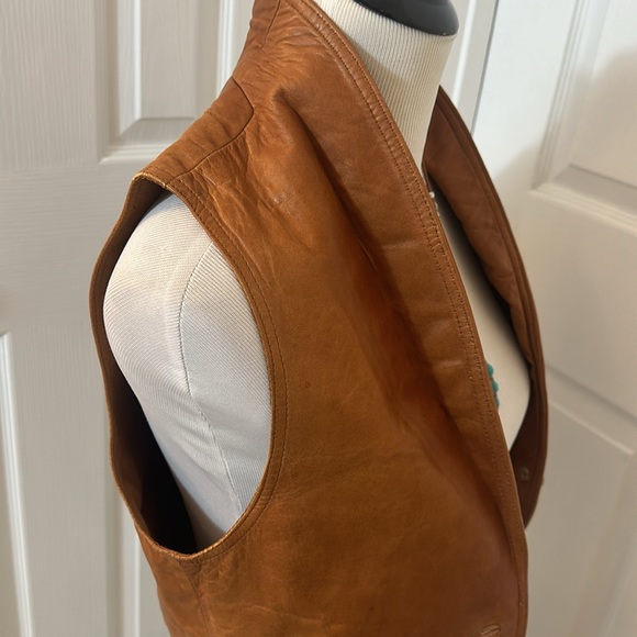 *Bill Atkinson* Vintage Tan Leather Western Vest Size S - Picture 6 of 16